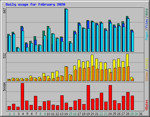 Daily usage for February 2020