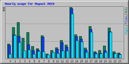Hourly usage for August 2019