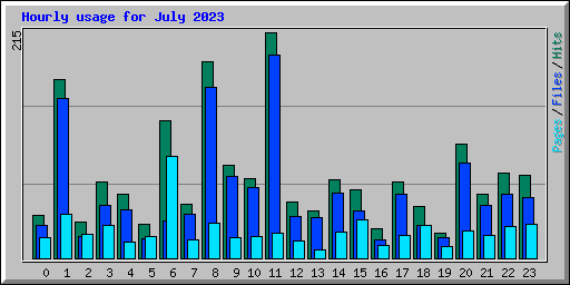 Hourly usage for July 2023